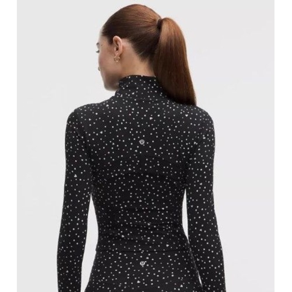 114-Lululemon-Define Cropped Jacket Nulu-Heart Scatter Dot Print White and Black - Picture 2 of 2